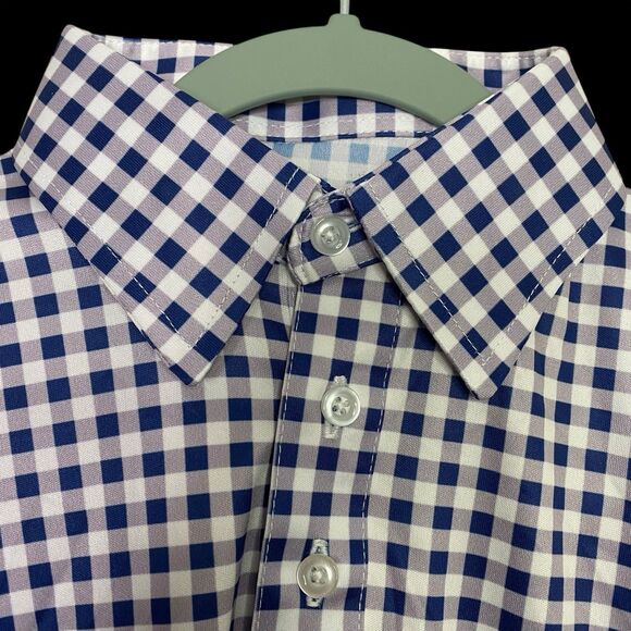 Collars & Co Polo Shirt Mens S Purple Blue White Gingham Preppy Dress Collar NEW